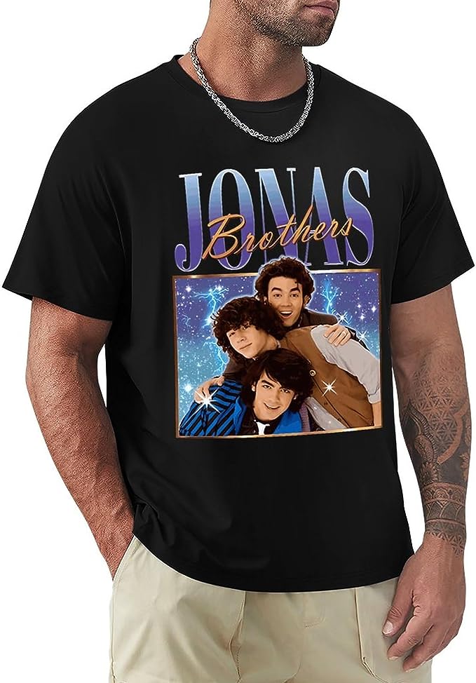 T Shirt Men Short Sleeve Round Neck Fashion Cotton Tee, Jonas Brothers Shirt