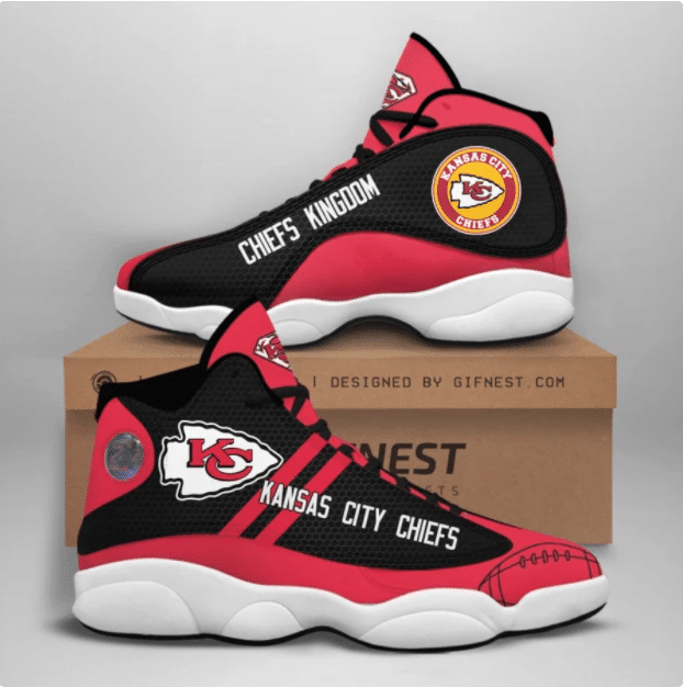 Kansas City Chiefs Logo Red Black Air Jordan 13 Printing Shoes Sneaker