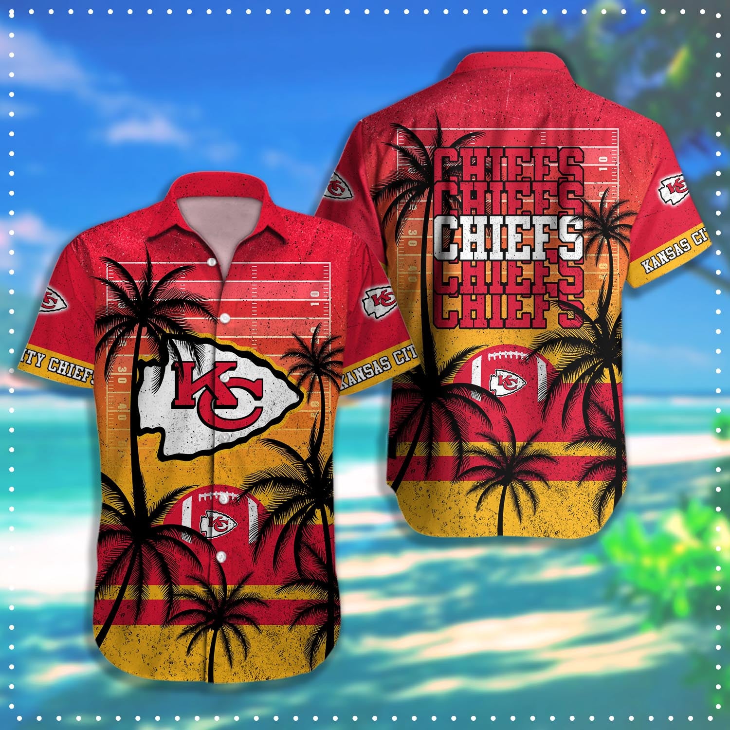 Kansas City Chiefs Hawaiian Shirt Coconut Tree & Ball