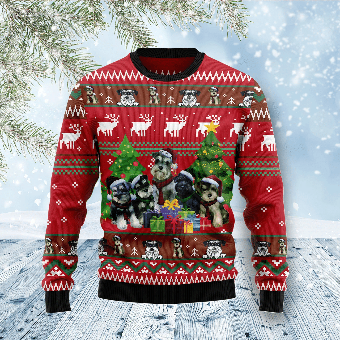 Miniature Schnauzer Family Snow Christmas Ugly Sweater – Refords