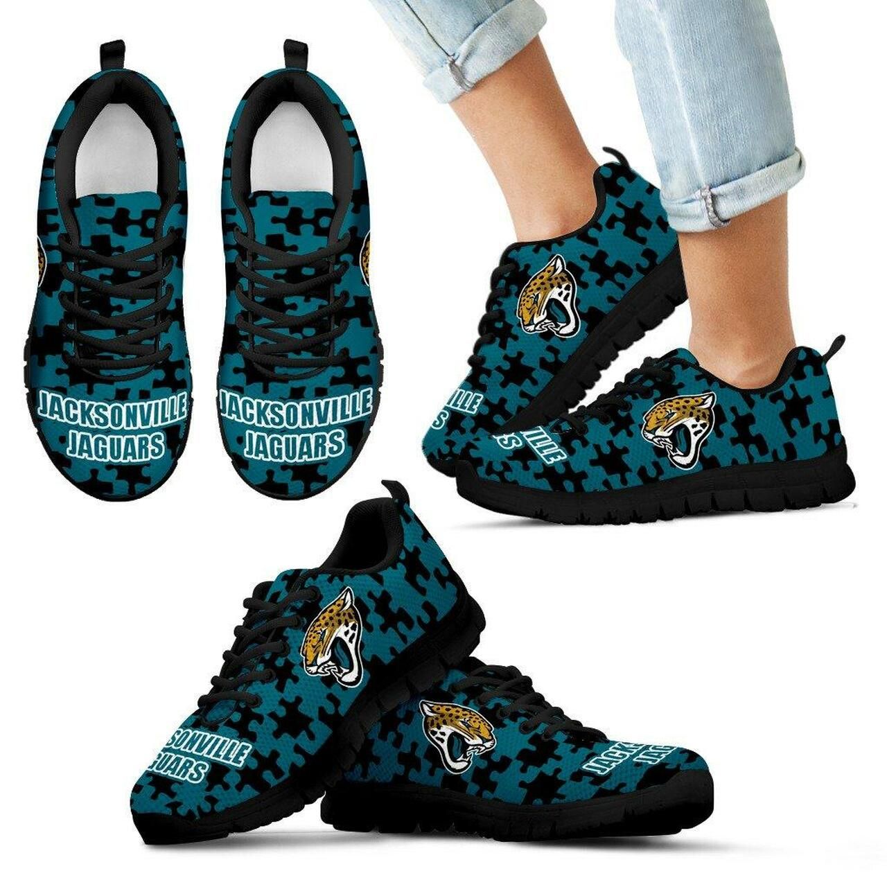 Jacksonville Jaguars Sneakers Puzzle Logo With Running Shoes For Men, Women Shoes12391