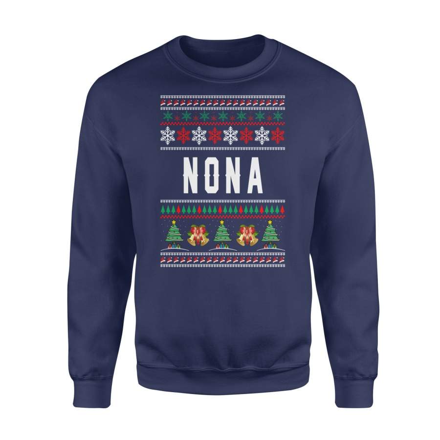 Nona Ugly Christmas Family Jingle Bells Hat Snowflakes Christmas Tree Holiday Christmas X-Mas Sweatshirt T Shirt Christmas Gift Ideas