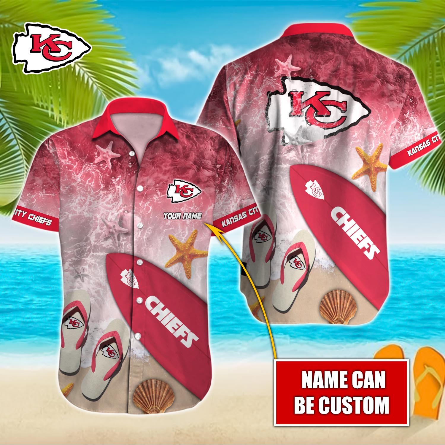 Kansas City Chiefs Custom Name Hawaiian Shirt T-39910