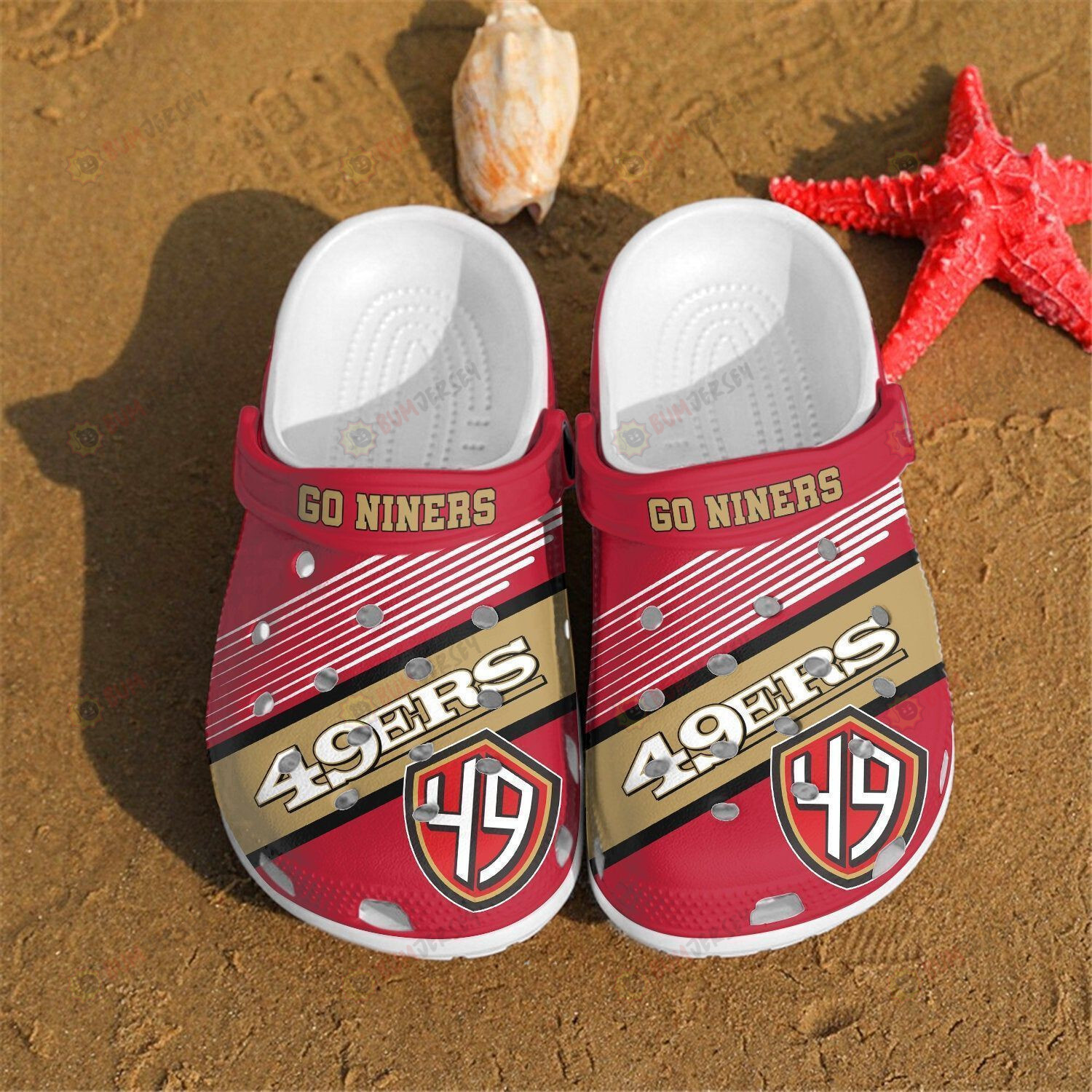 San Francisco 49Ers Logo Pattern Crocss Classic Clogs Shoes In Red & White – Aop Clog