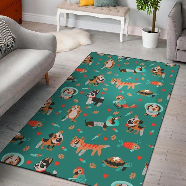 Veterianary Animal Pattern Print Home Decor Rectangle Area Rug