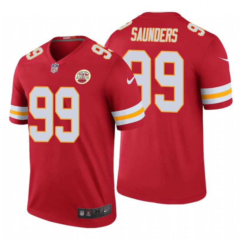 Men’S Khalen Saunders Kansas City Chiefs Color Rush Legend Red Jersey – All Stitched, Embroidery