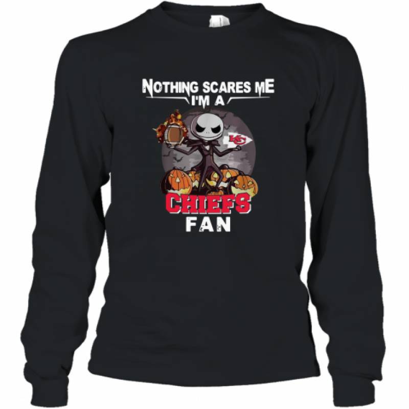 Jack Skellington nothing scares me I’m a Kansas City Chiefs fan shirt Long Sleeve T-Shirt