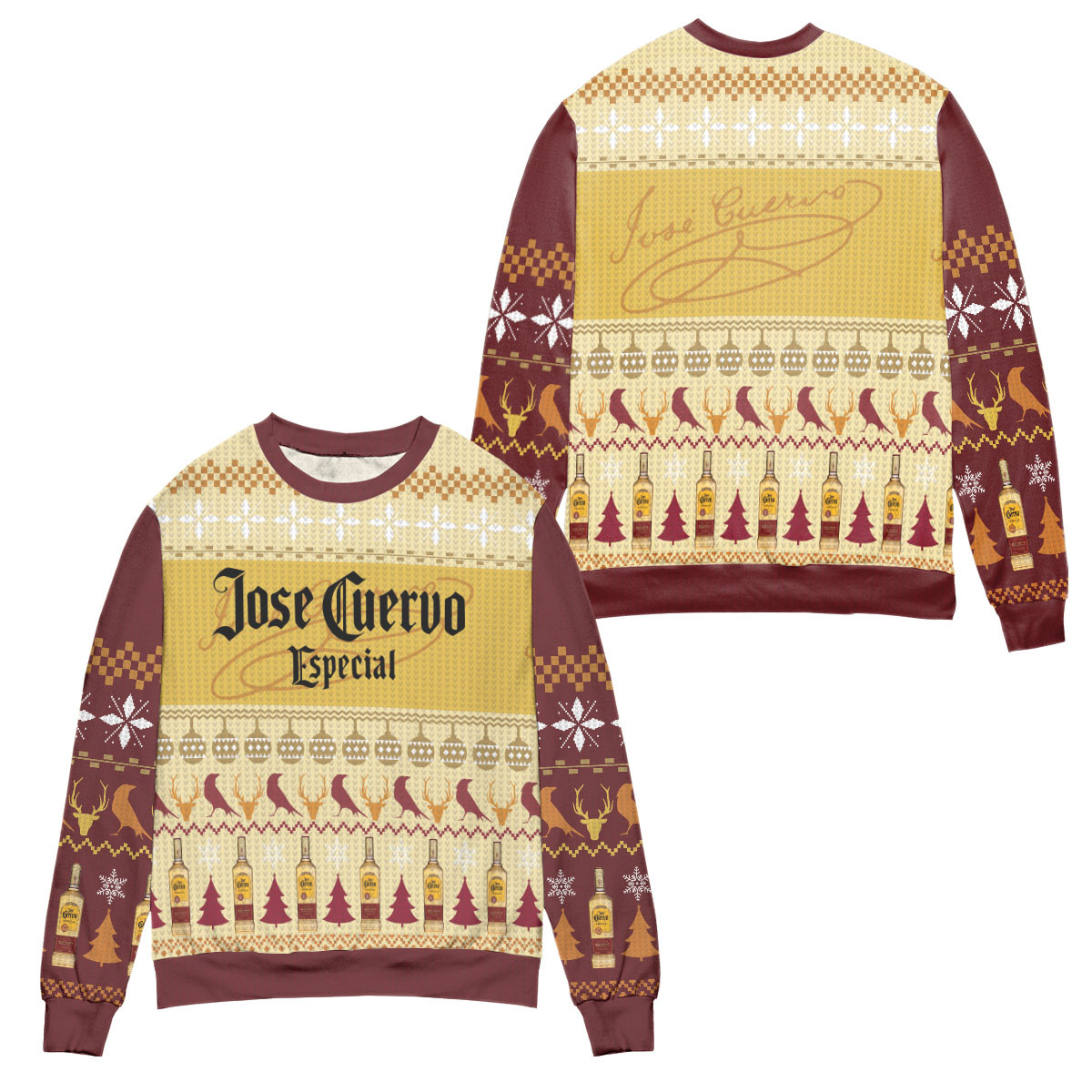 Jose Cuervo Especial Pine Tree Pattern Ugly Christmas Sweater – All Over Print 3D Sweater