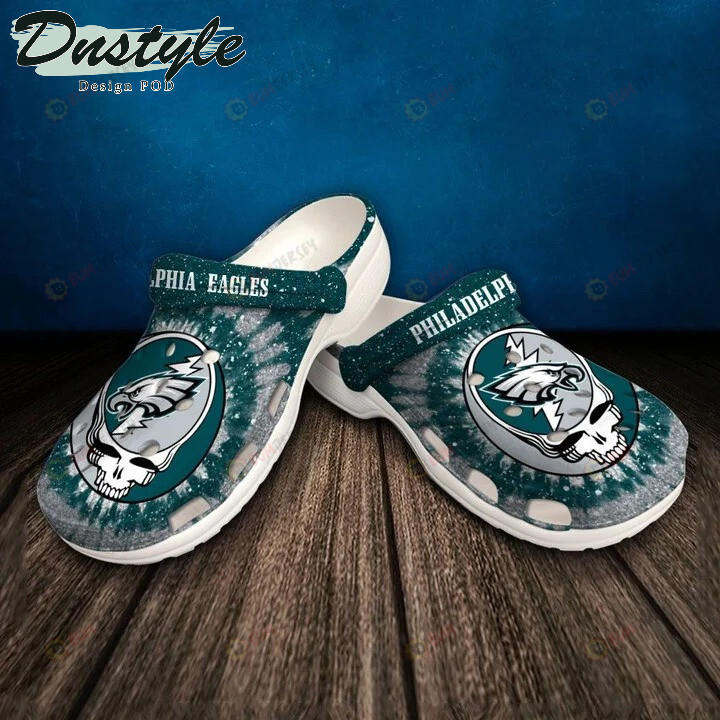 Philadelphia Eagles Skull Pattern Crocss Classic Clogs Shoes In Green & Grey – Aop Clog