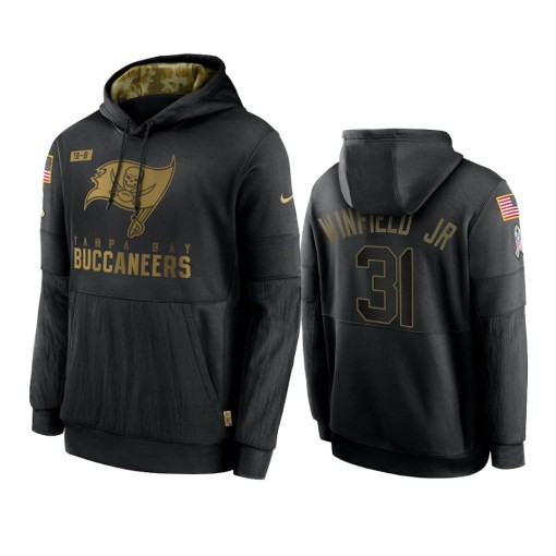 Tampa Bay Buccaneers Antoine Winfield Jr. Black 2020 Salute To Service Sideline Performance Pullover Hoodie