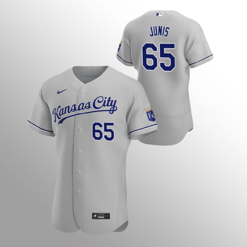 Men’S Kansas City Royals Jakob Junis Authentic Gray 2020 Road Jersey – All Stitched, Embroidery