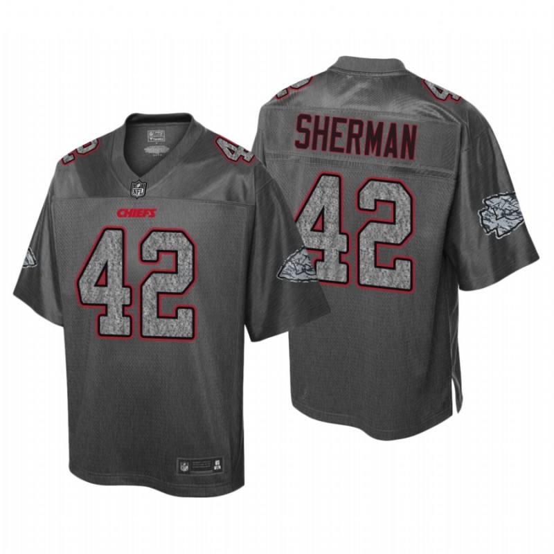 Men’S Kansas City Chiefs #42 Anthony Sherman Static Fashion Heather Charcoal Jersey – All Stitched, Embroidery