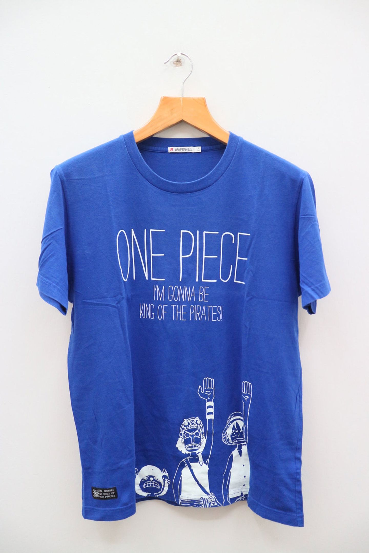 Vintage One Piece Mugiwara I’m Gonna Be King Of The Pirates! Japanese Cartoon Animation Blue Tee T Shirt L