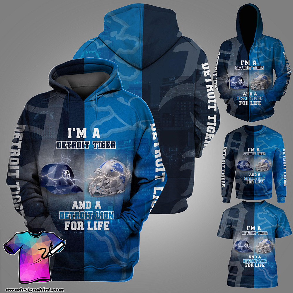 I?M A Detroit Tigers And A Detroit Lions For Life T-8 Unisex 3D Hoodie Gift For Fans