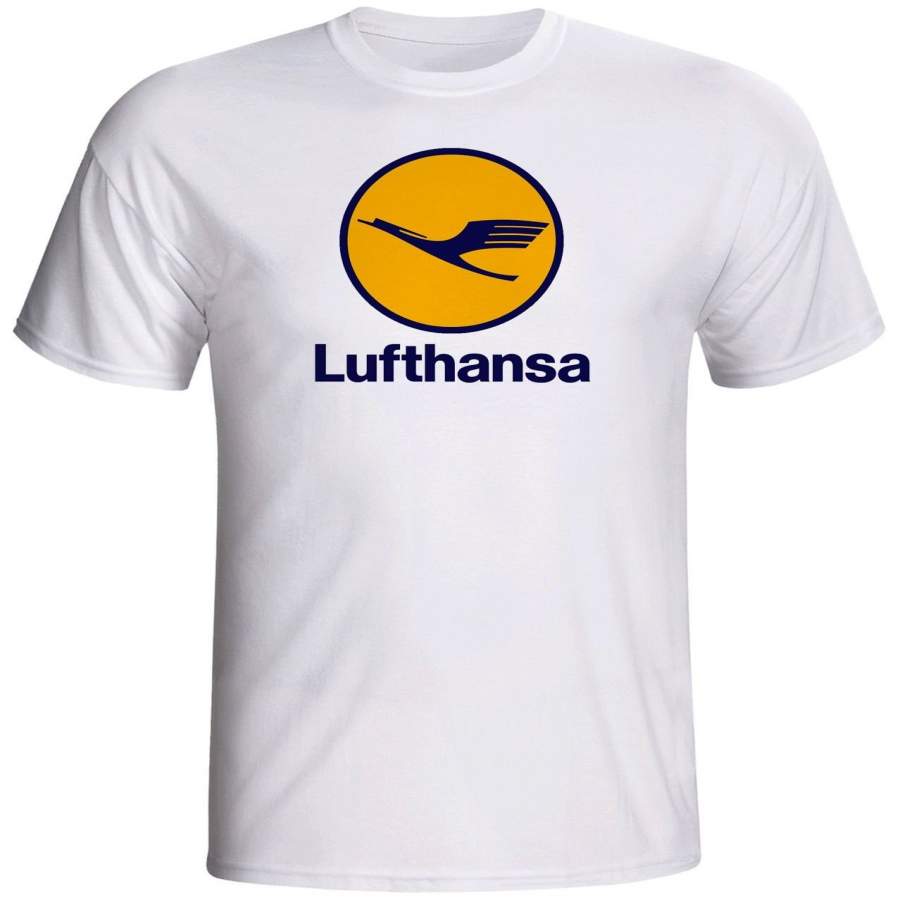 New Fashion Lufthansa Airline Shirt Vintage Retro Short Sleeve Casual Crew Neck T-shirt Size S-3xl