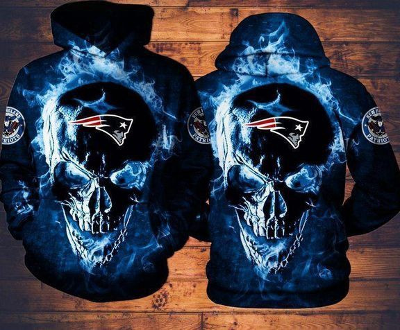 New England Patriots Skull 75 Unisex 3D Hoodie Gift For Fans