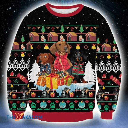 Merry Xmas Dachshund Family And Lots Of Presents Special Pattern Ugly Christmas Sweater 2023