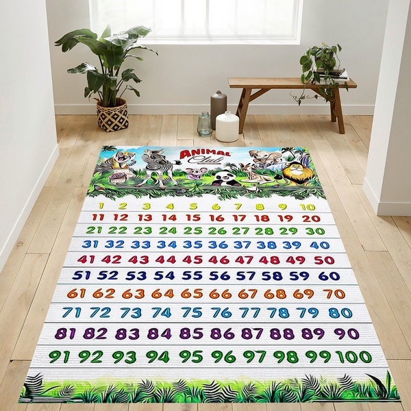 Animal Club Numbers 123 Area Rug For Gift Bedroom Rug Home Decor Floor Decor