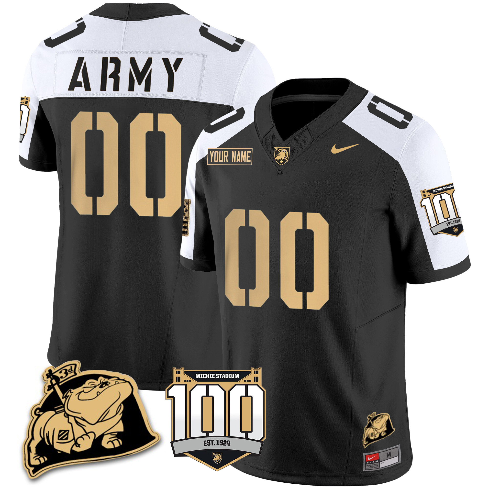 Army Black Knights 100Th Anniversary Patch Vapor Custom Jersey V2 – All Stitched