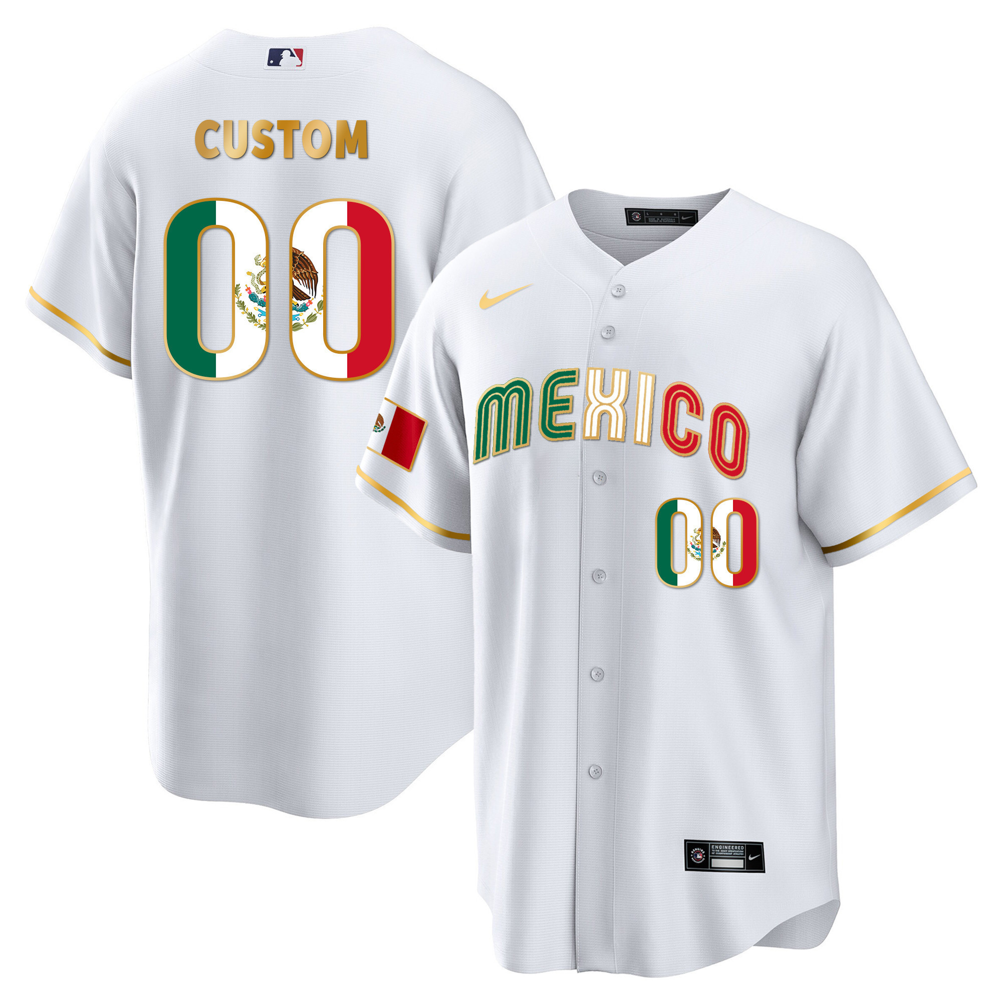 Mexico 2023 Gold Flag Custom Jersey – All Stitched