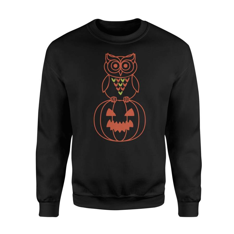 Owl And Pumpkin Happy Halloween Sweatshirt