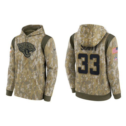 Josiah Scott Jacksonville Jaguars Camo 2021 Salute To Service Veterans Day Therma Pullover Hoodie