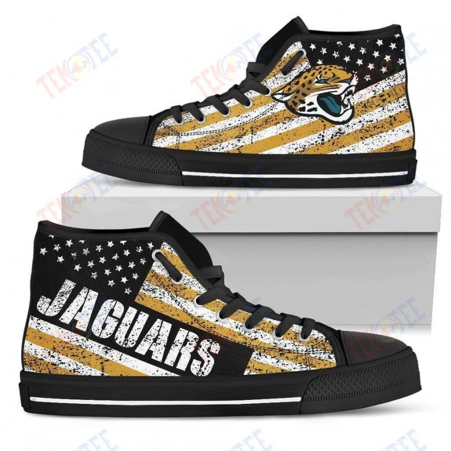 Mens Womens Jacksonville Jaguars High Top Shoes America Flag Italic Vintage Styleshoes TMT847