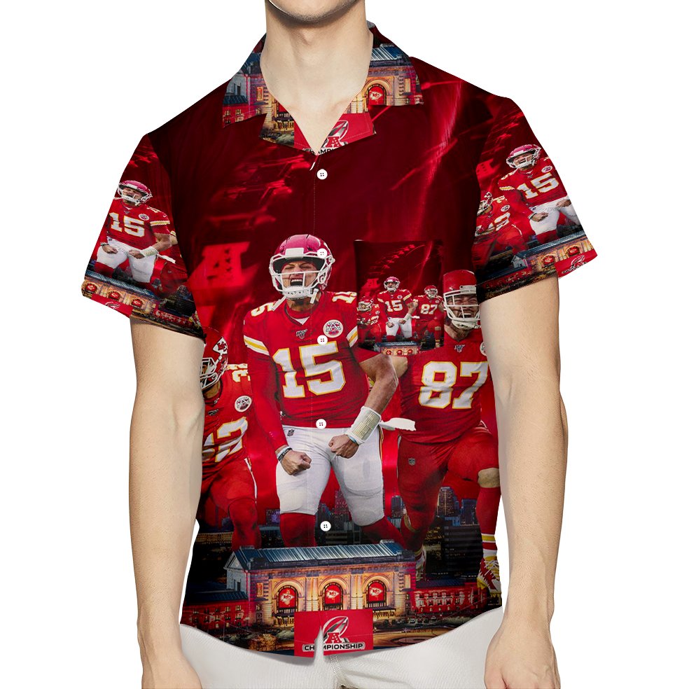 Kansas City Chiefs Team V9 3D All Over Print Summer Beach Hawaiian Shirt With Pocket