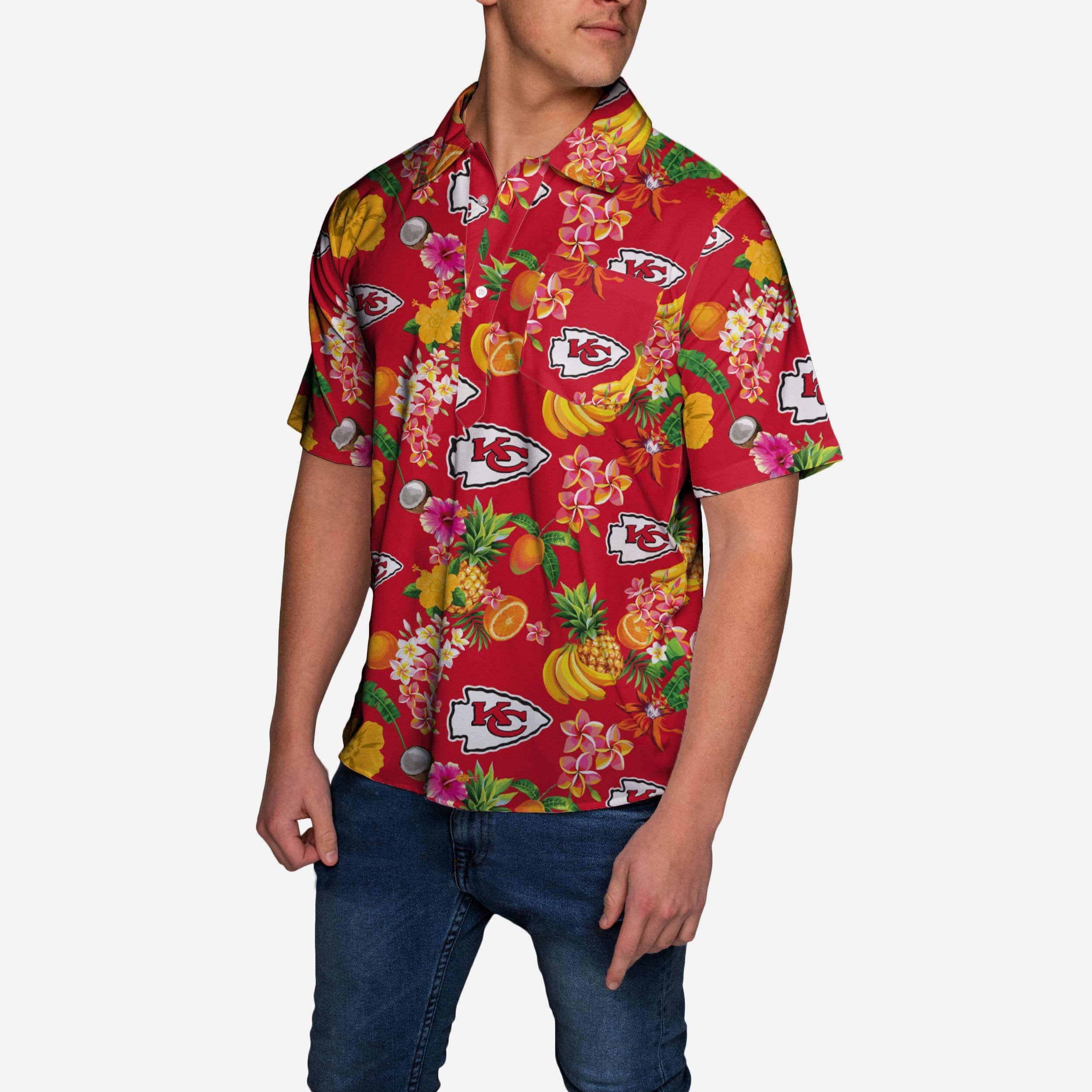 Kansas City Chiefs Fruit Flair Short Sleeve Polo Shirt