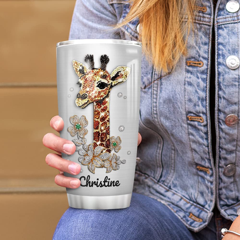 20 Oz Tumbler  Personalized Giraffe Tumbler Cup With Lid 20Oz 30Oz Giraffe Animal Stainless Steel Double Wall Vacuum Insulated Tumblers Coffee Travel