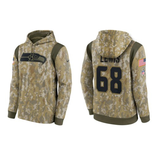 Damien Lewis Seattle Seahawks Camo 2021 Salute To Service Veterans Day Therma Pullover Hoodie