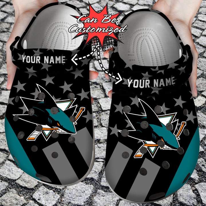 Hockey Crocs – Personalized San Jose Sharks Star Flag Clog Shoes