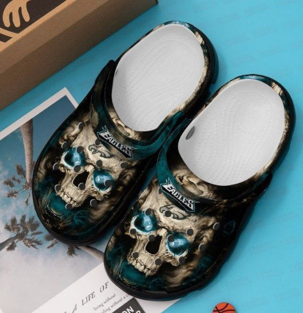 Philadelphia Eagles Design Skull Crocs Crocband Clog Comfortable Water Shoes