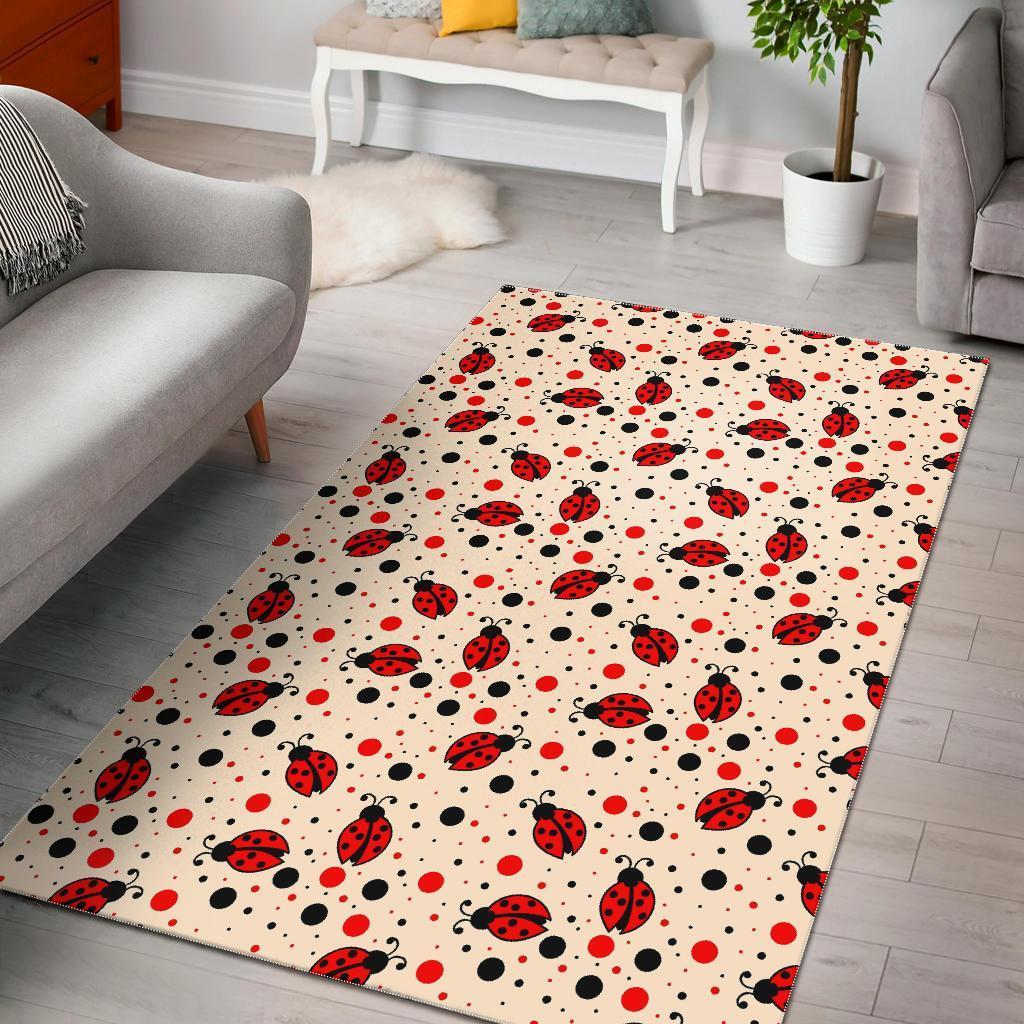 Pattern Print Ladybug Area Rug