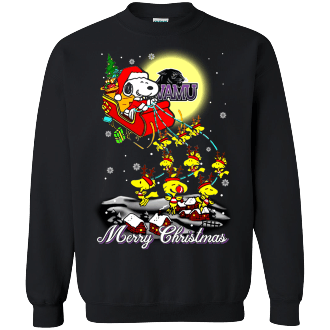 Awesome Prairie View Am Panthers Ugly Christmas Sweater 2023S Santa Claus With Sleigh And Snoopy Sweatshirts
