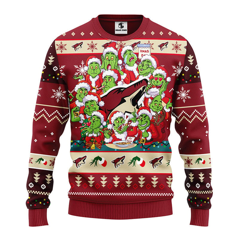 Phoenix Coyotes 12 Grinch Xmas Day Ugly Christmas Sweater