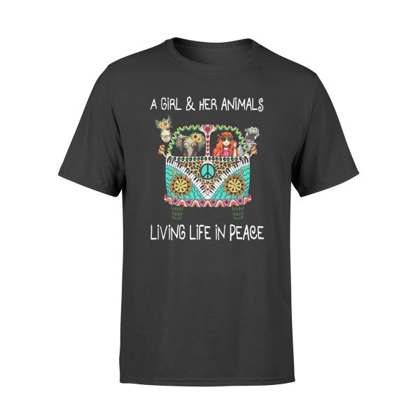 A Girl And Her Animals Living Life In Peace Tshirt – Gifts For Camping Lovers