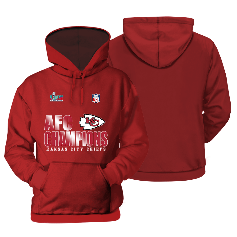 Kansas City Chiefs Afc Champions Superbowl Print 2D Red Hoodie