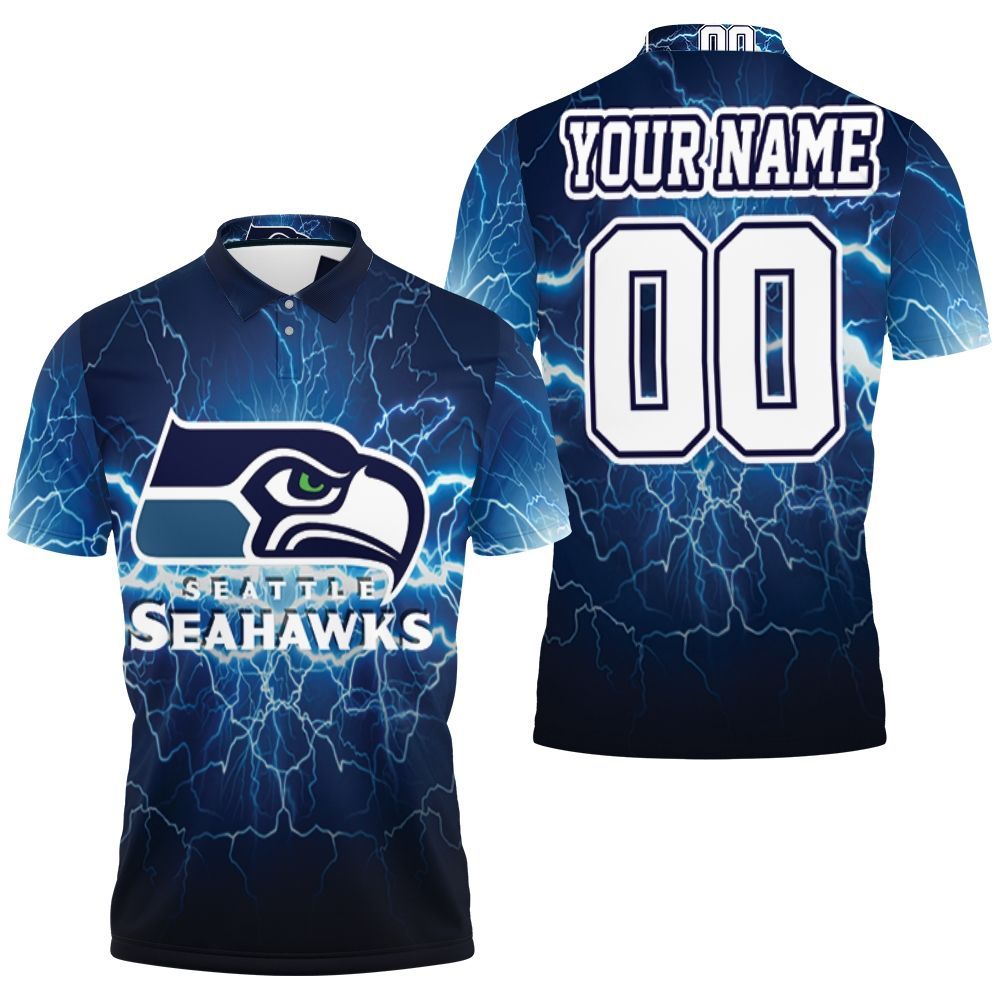 Seattle Seahawks Lightning 3D Personalized Polo Shirt - Funnymugsandshirts Fashion