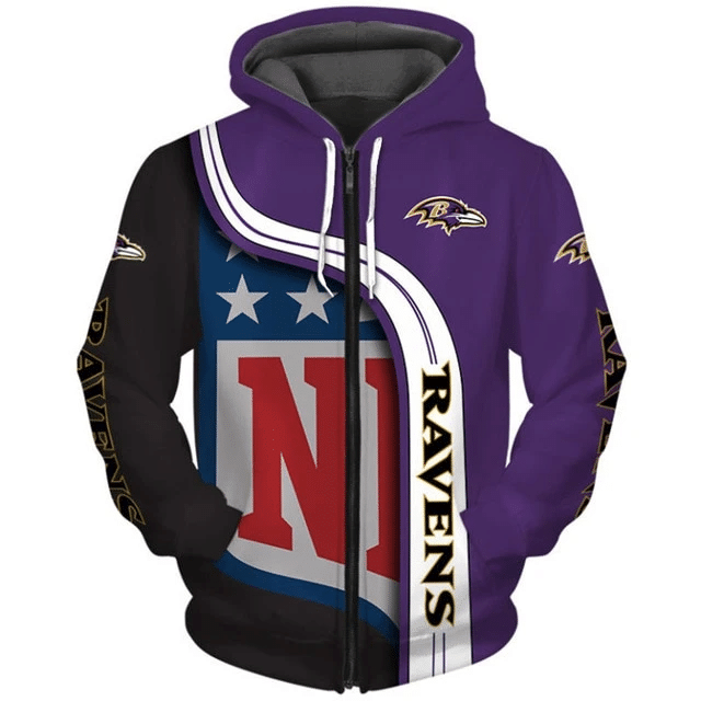 Baltimore Ravens Curved Stripes 64 Unisex 3D Hoodie Gift For Fans