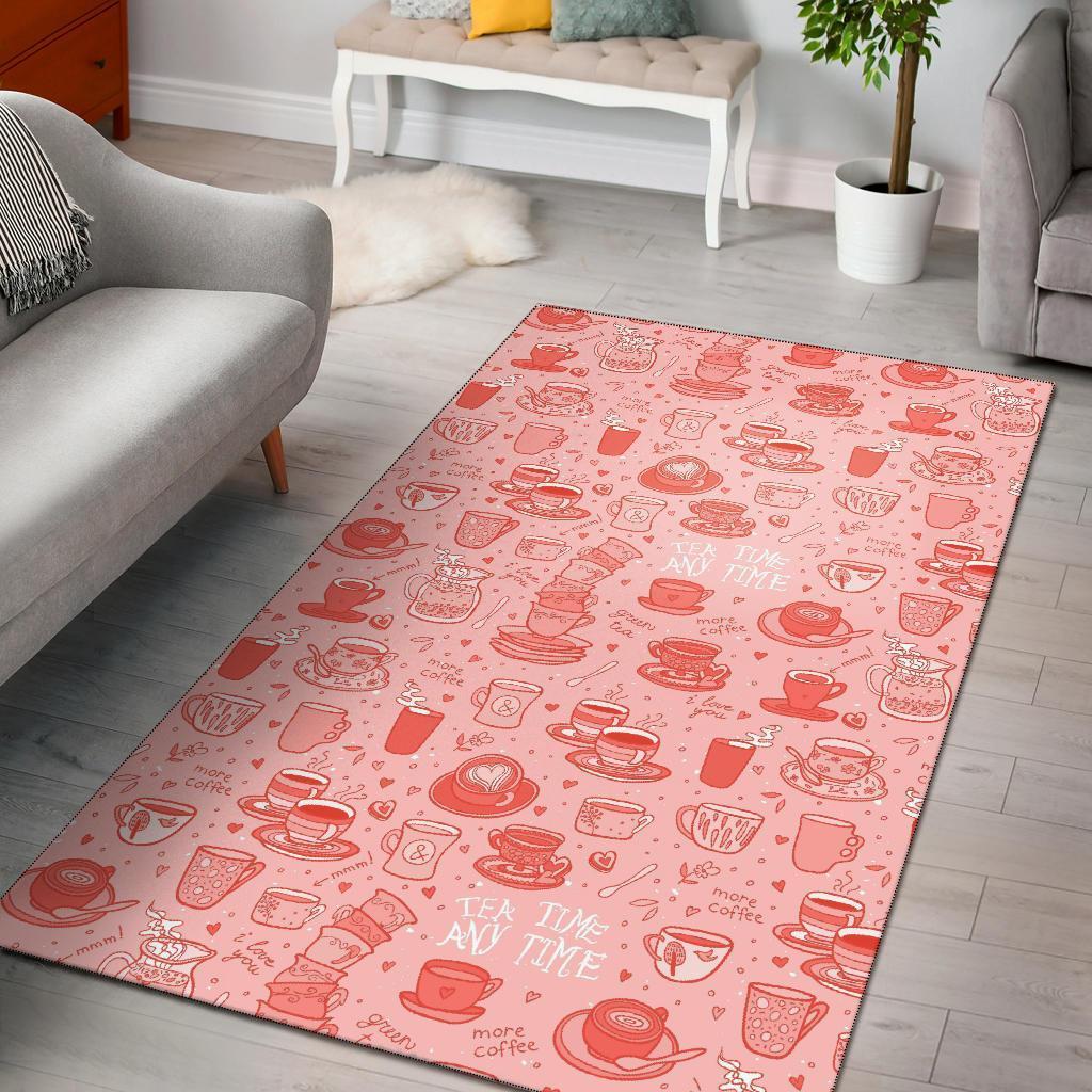 Coffee Pink Pattern Print Area Rug
