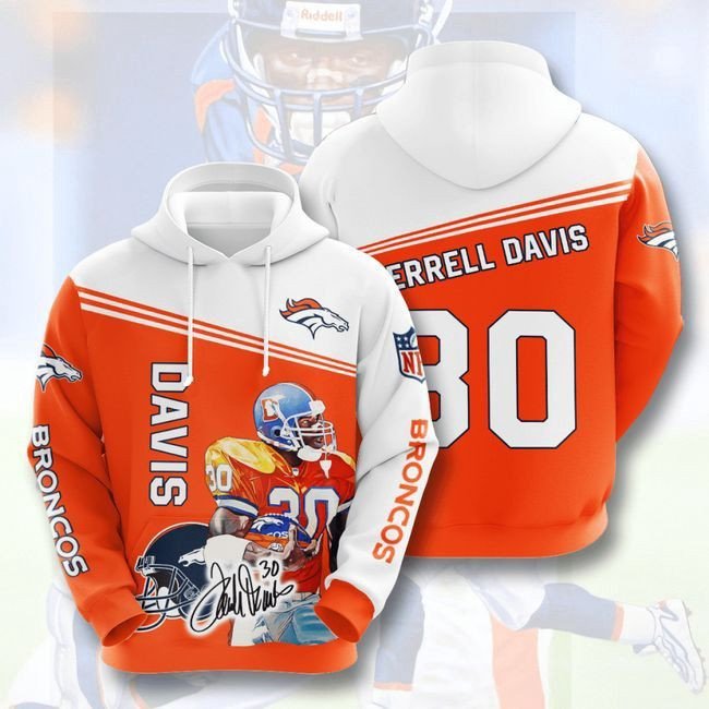 Denver Broncos 30 Terrell Davis 41 Unisex 3D Hoodie Gift For Fans