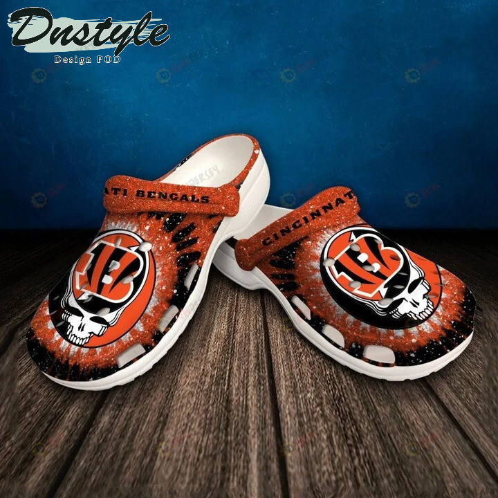 Cincinnati Bengals Skull Pattern Crocs Classic Clogs Shoes In Orange – Aop Clog