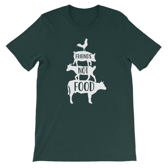 Vegan T Shirt Friends Not Food Vegetarian Animal Lover Green Planet Short Sleeve Unisex T Shirt