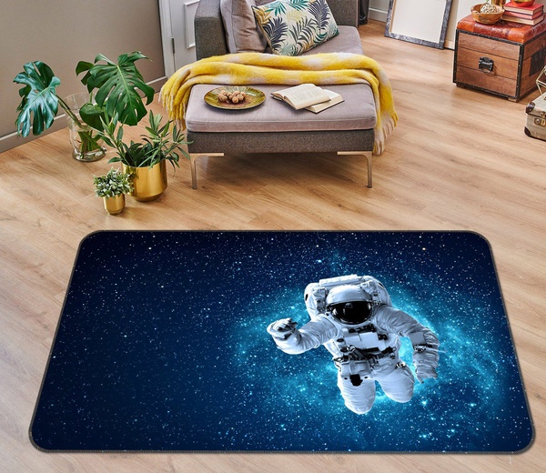 3D Astronaut In Blue Space Area Rug Home Decor