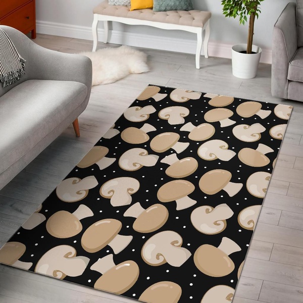 Black Polka Dots Mushroom Area Rug H …