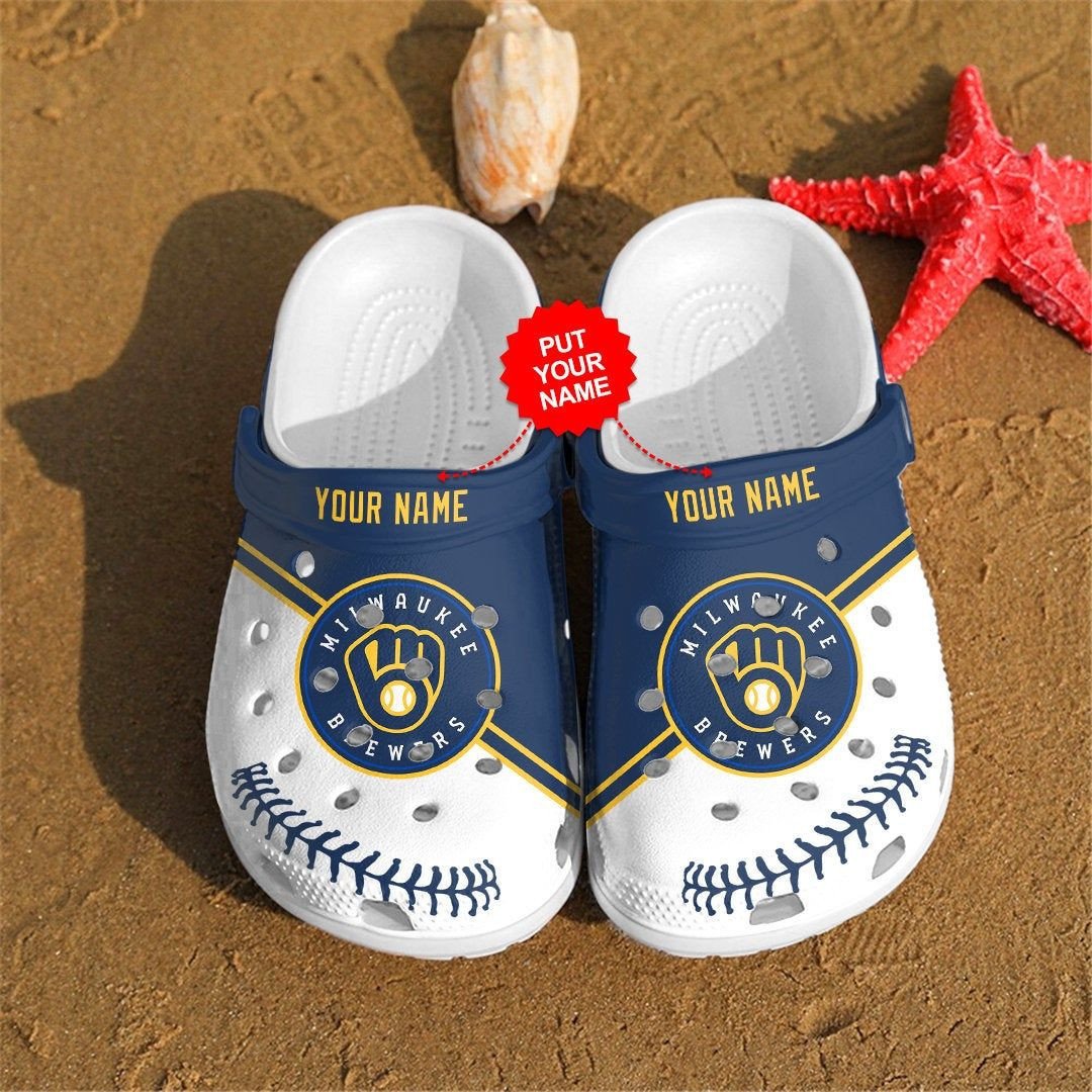 Baseball Milwaukee Brewers Personalized Crocs Crocband Clog Comfortable Water Shoes