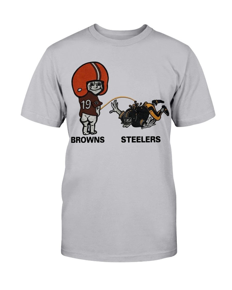 Vintage 90S Cleveland Browns Peeing On The Pittsburgh Steelers Graphic T Shirt 211011