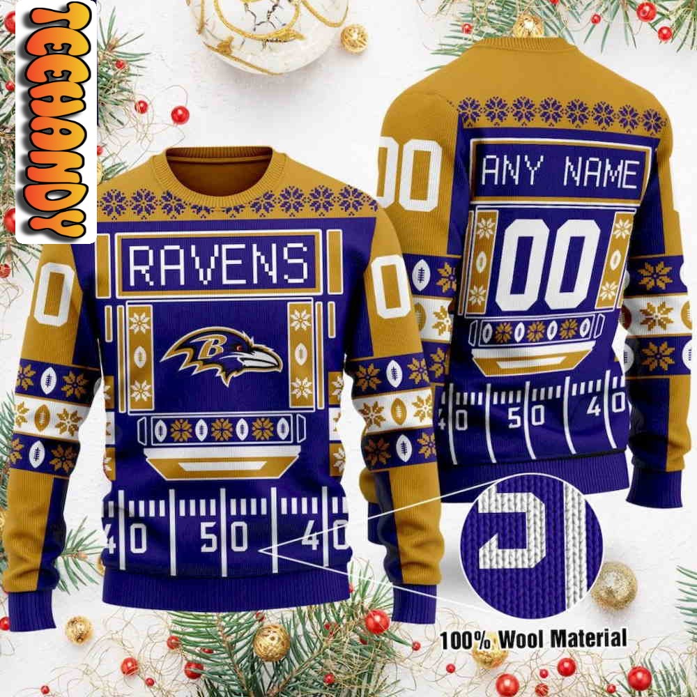 Baltimore Ravens Gift For Fan Ugly Wool Sweater Christmas