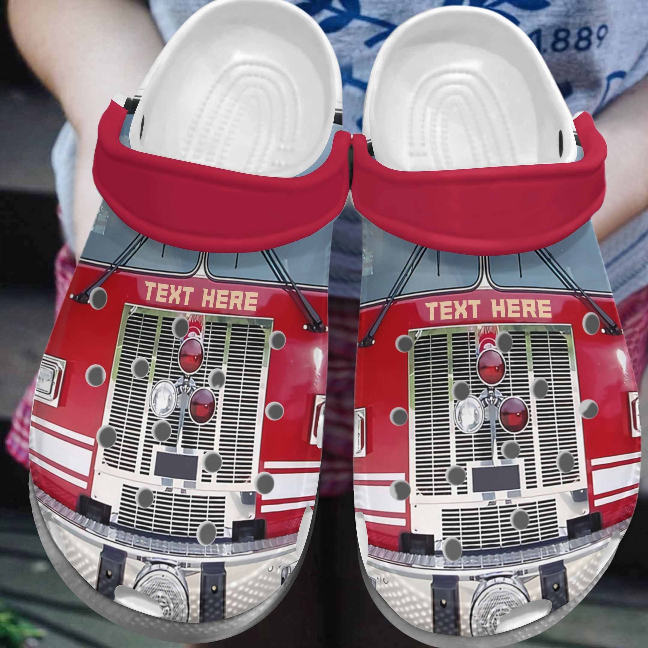 Red Cartoon Firetruck Croc Shoes Men &hellip;
